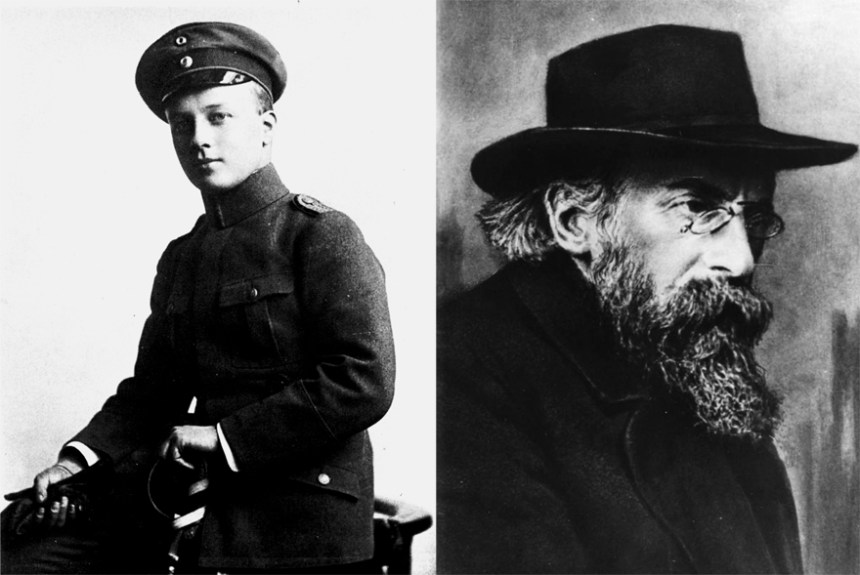 Esquerda: Anton Graf von Arco auf Valley, o assassino. Direita: Kurt Eisner, o assassinado. 