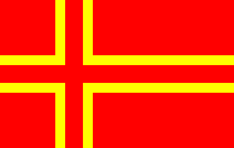 Hipotética bandeira da Normandia, proposta pelo Mouvement normand, com inspiração nórdica. 