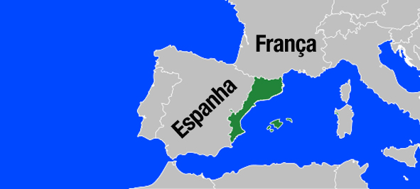 Em verde, a região dos Països Catalans