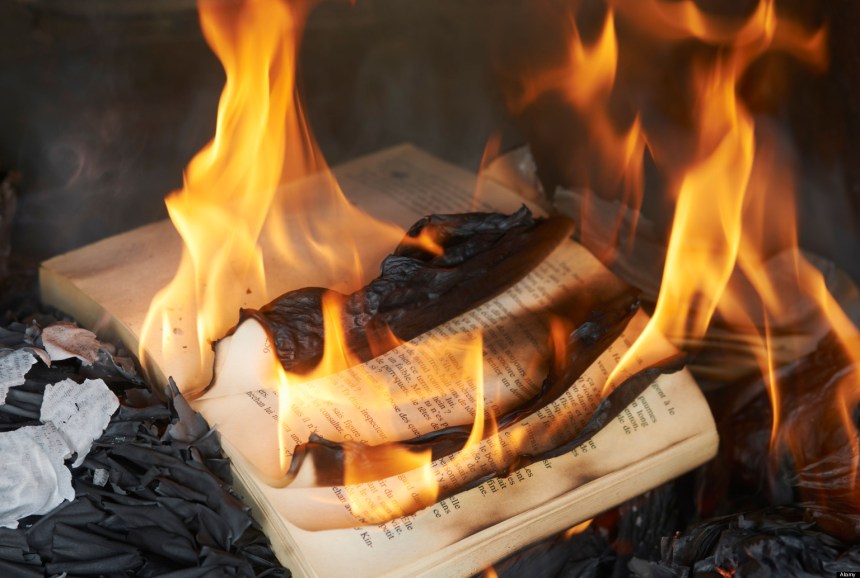 Books burning in fire